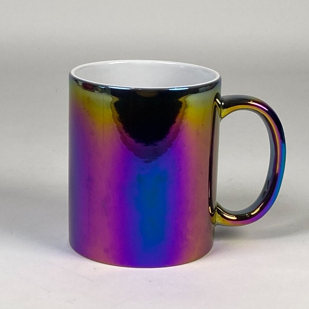 Sensa Reflective Iridescent Rainbow Coffee Mug Colorful Ceramic 3 3/4" Tall